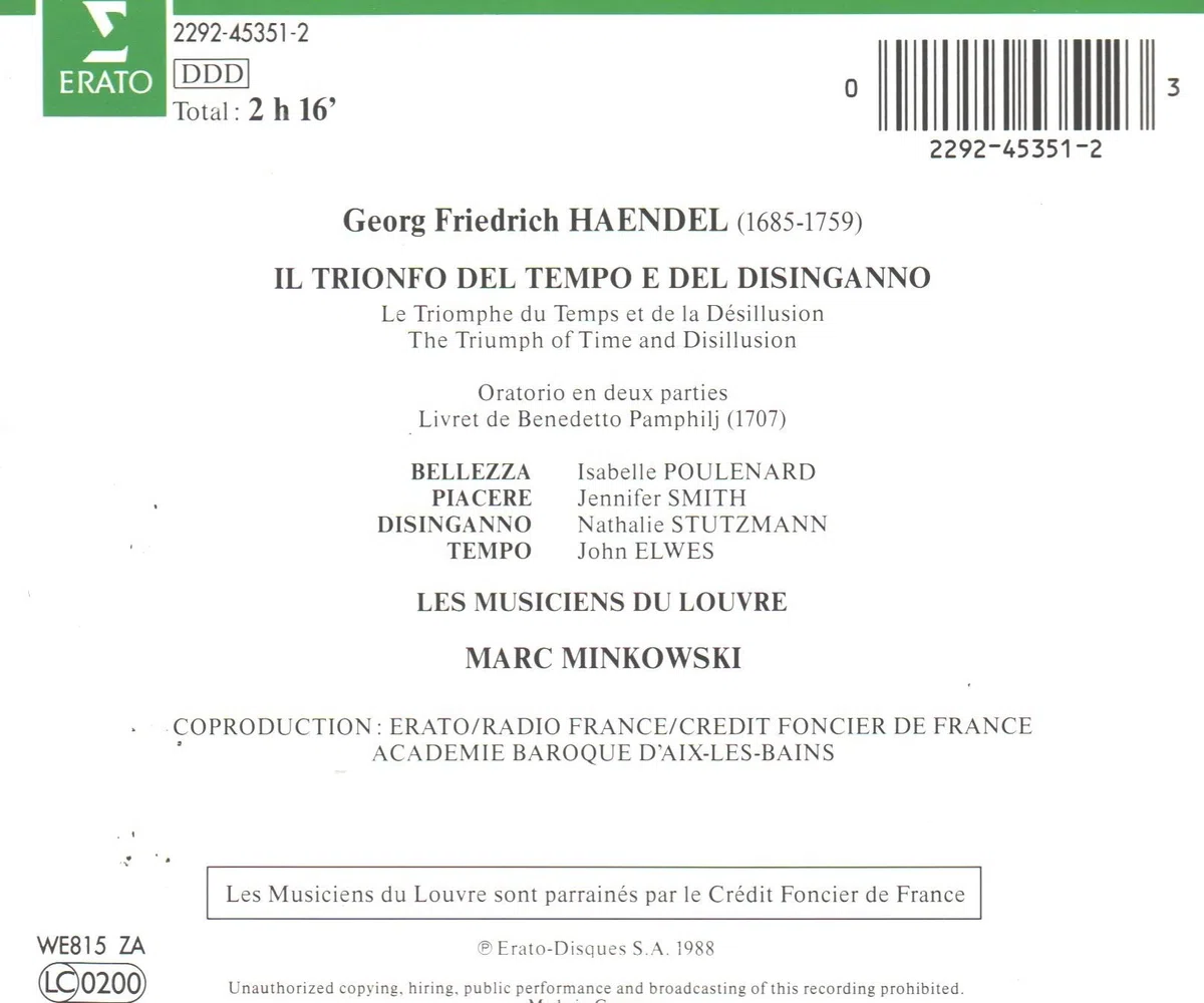 Haendel: Il trionfo del Tempo e del Disinganno