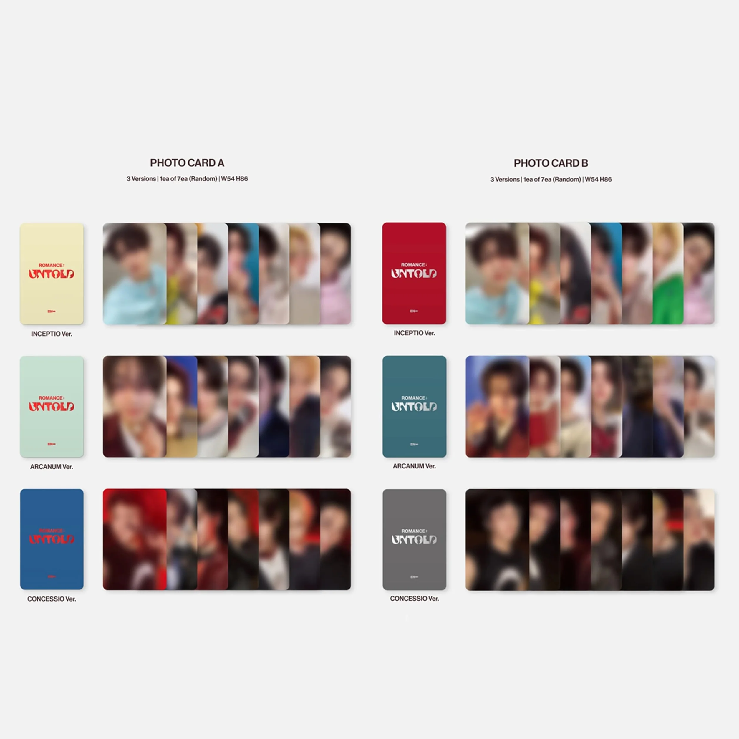 ENHYPEN 2nd Full Album ROMANCE : UNTOLD INCEPTIO Ver. Photo Paper Rings R 2 Pin Badges 4 Extra Photocards
