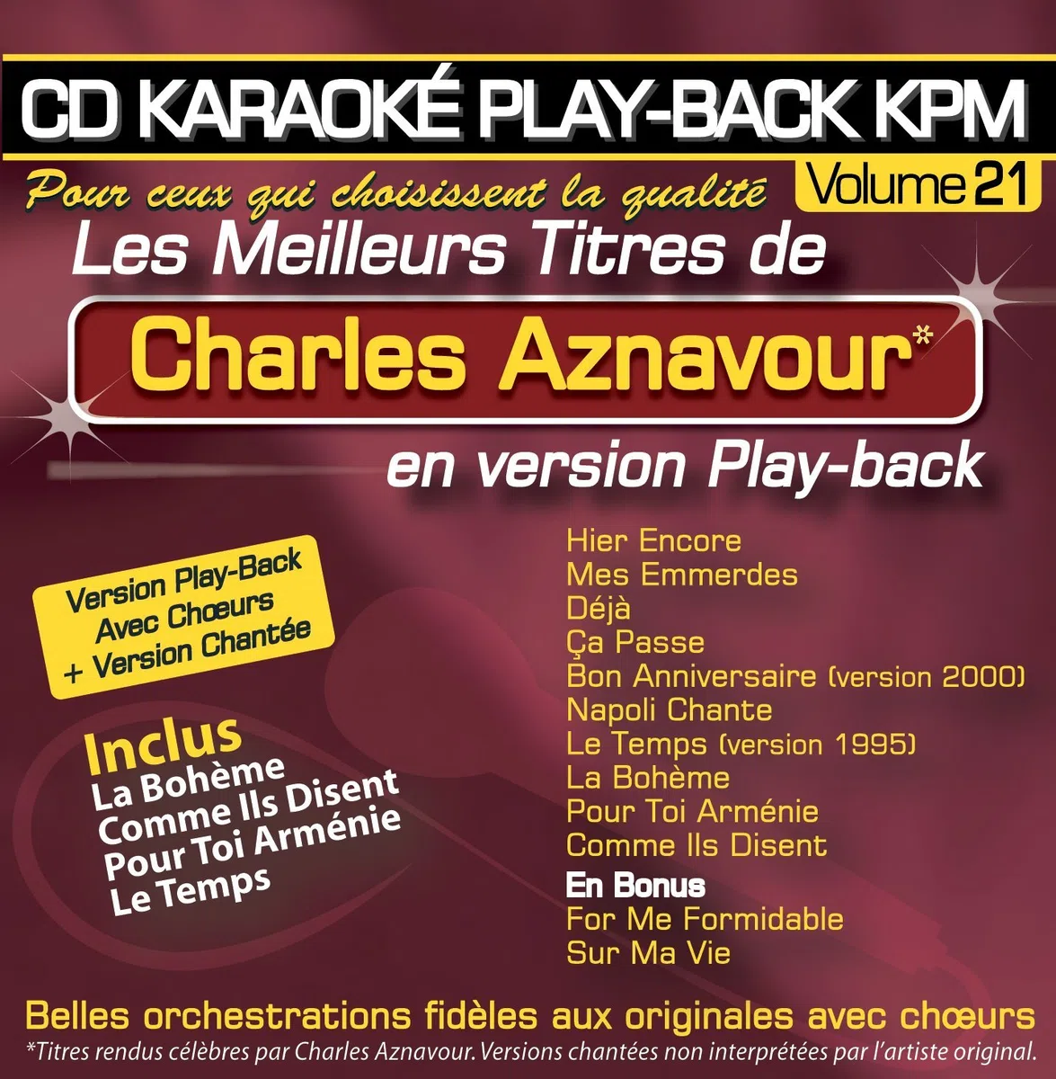 Karaoké Play-Back Kpm Vol. Charles Aznavour"