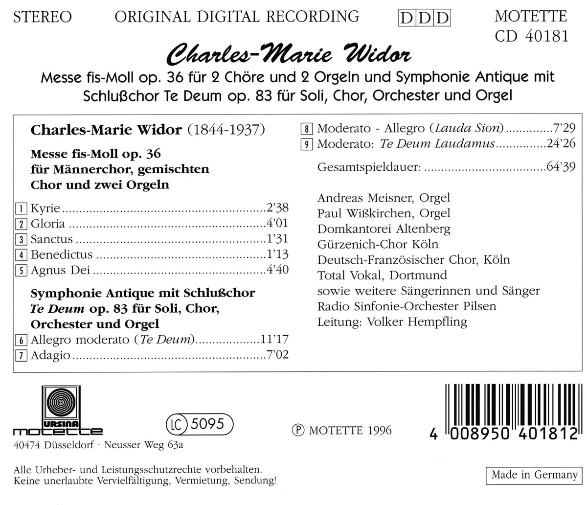 Messe en Fa dièze mi mineur Op.36 / Symphonie antique Op.83