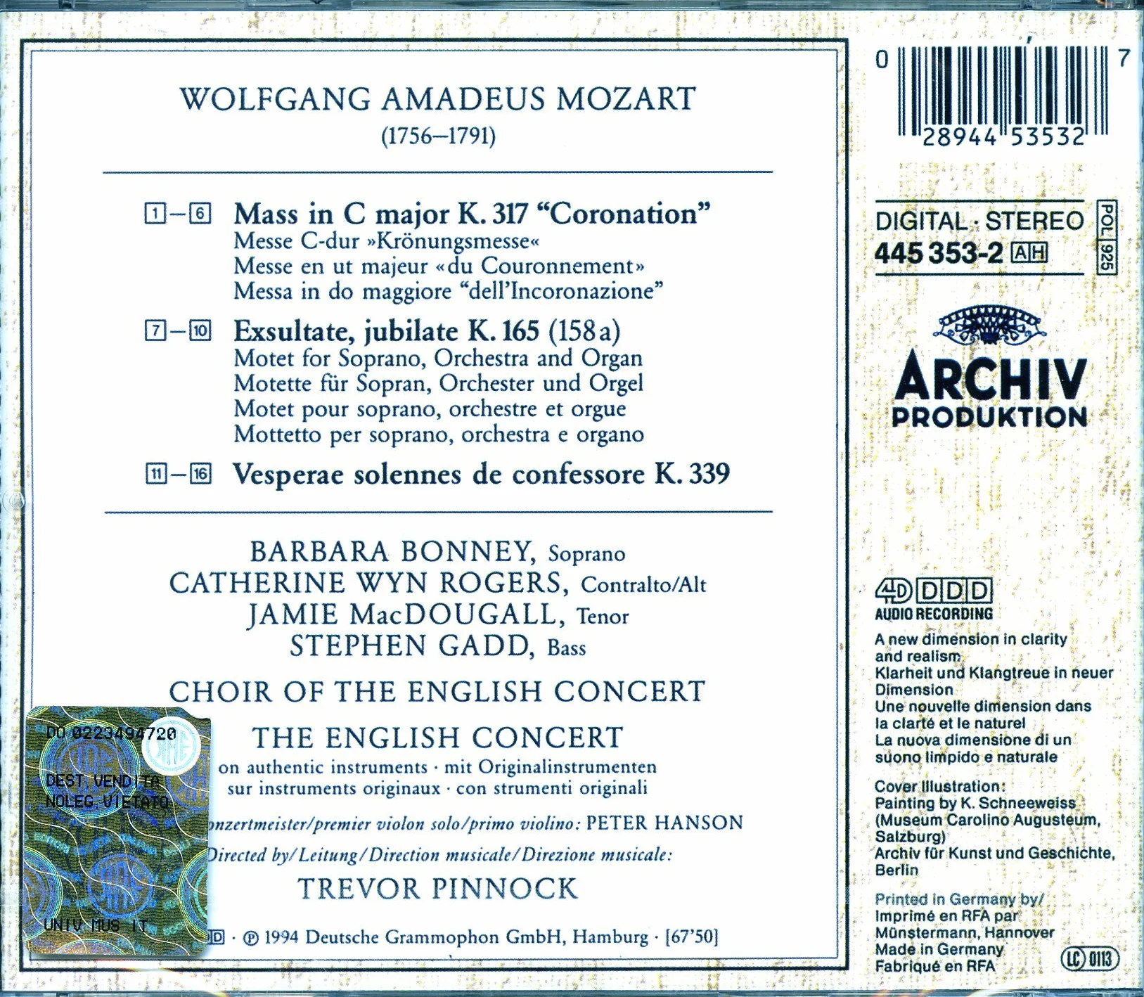 Mozart : Messe du Couronnement / Exsultate, jubilate / Vesperae solennes