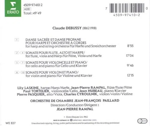 Debussy 3 Sonates Danses Sacrées et Profane