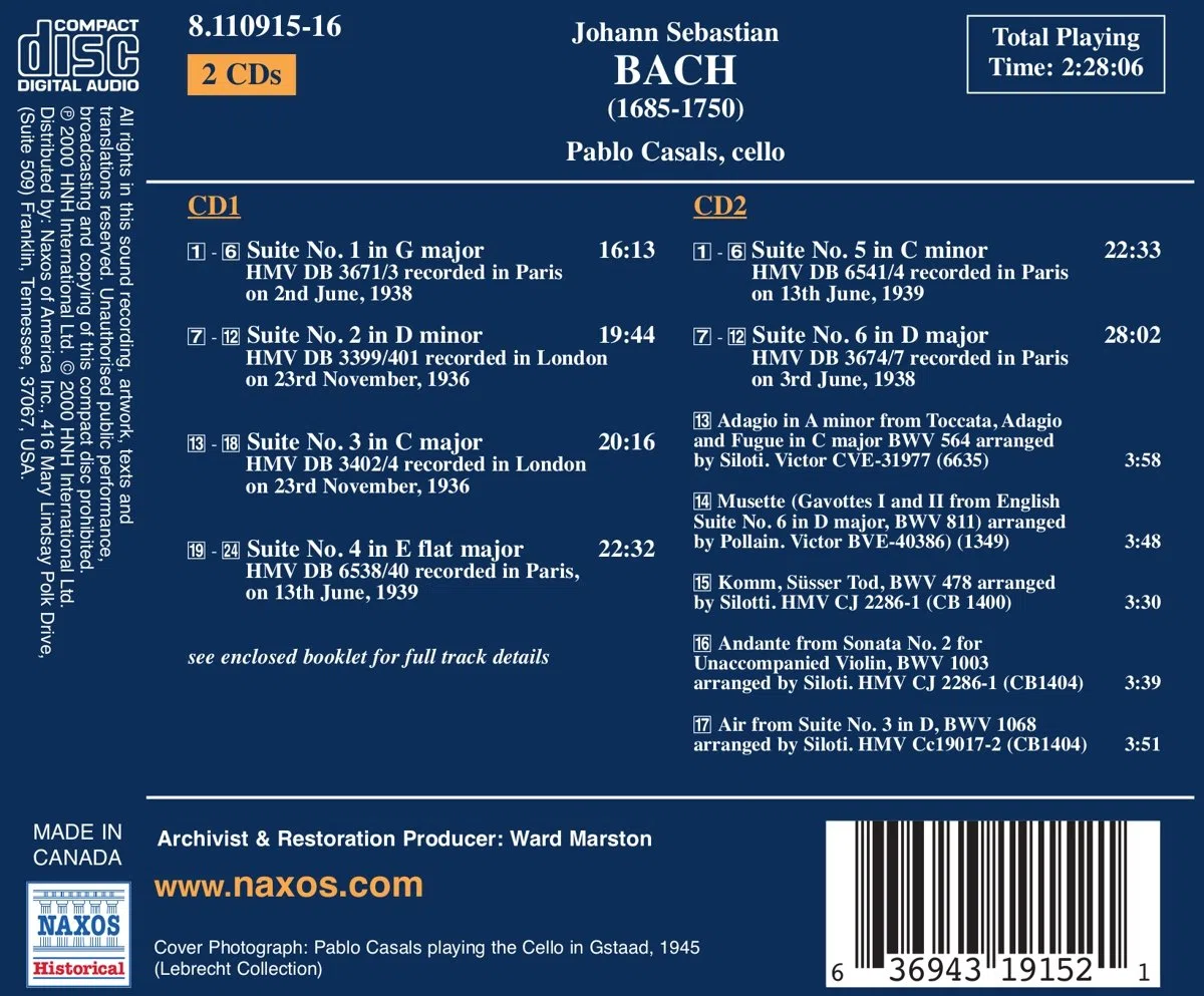 Bach: Cello Suites Nos. 1-6