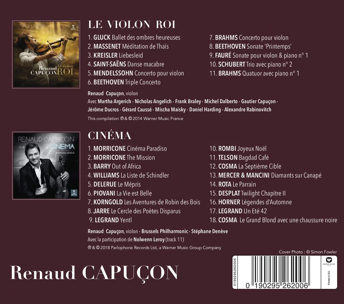 Coffret 2CD le Violon Roi & Cinéma