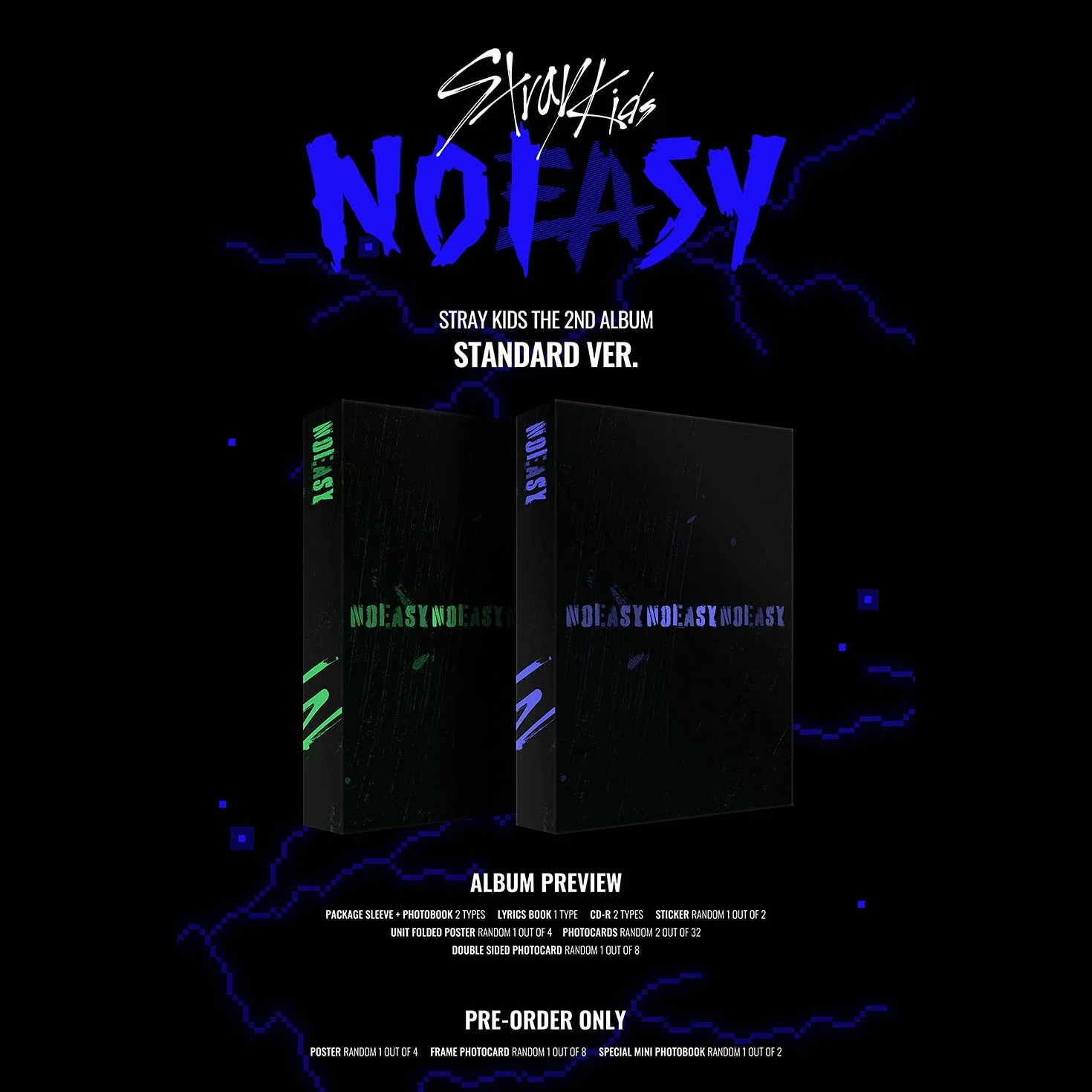 STRAY KIDS THE 2ND ALBUM NOEASY Standard B Type Photobook CD Sticker Poster Photocards